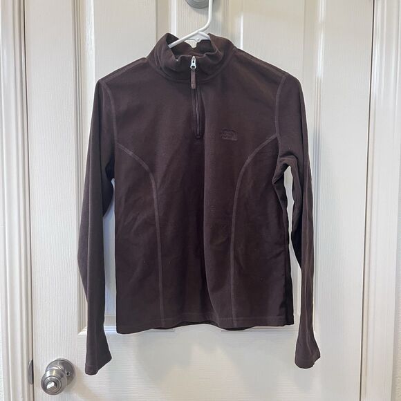 The North Face Brown Quarter Zip Fleece Pullover Top TKA 100 Women’s Size M - Picture 1 of 12